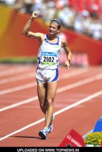 Aug 21, 2008; Beijing, CHINA; Alex Schwazer (ITA) reacts after winning the 50km race walk  in 3:37:09 at National Stadium during the 2008 Beijing Olympic Games.