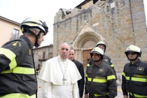 La recente visita di Papa Francesco nelle zone sismiche, la chiesa di S. Benedetto a Norcia